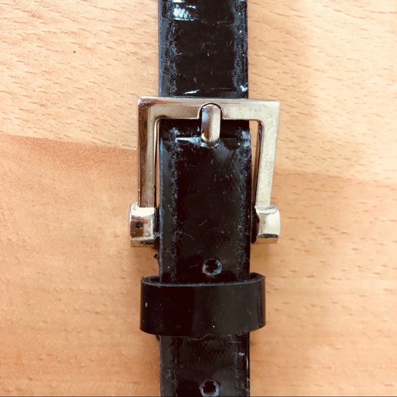 Black Patent Leather Chain Belt - Picture 3 of 4